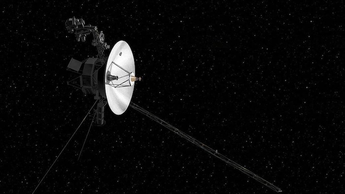Représentation artistique de la sonde Voyager 2 dans l'espace.