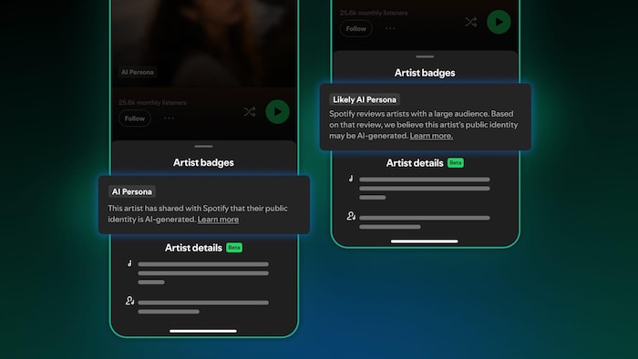 Exemple de l'étiquette qui apparaîtra dans l'application Spotify. 