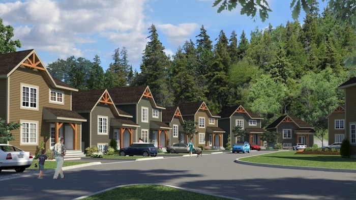 Row houses bordering the forest