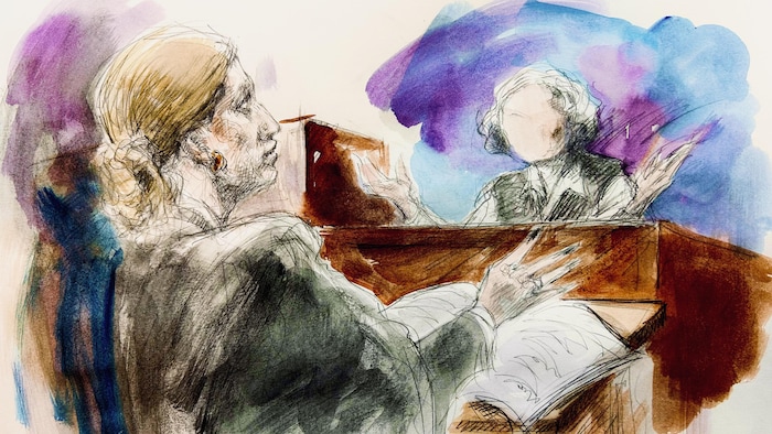 Illustration judiciaire du procès.