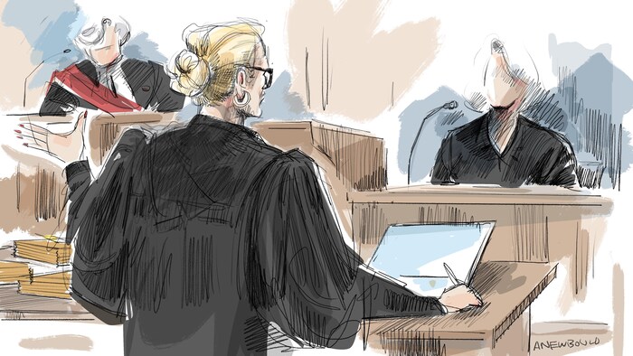 Illustration judiciaire du procès.