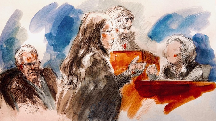 Illustration judiciaire du procès.