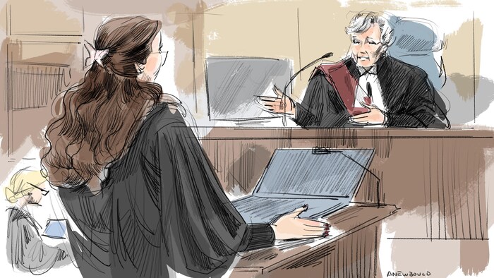 Illustration judiciaire du procès.