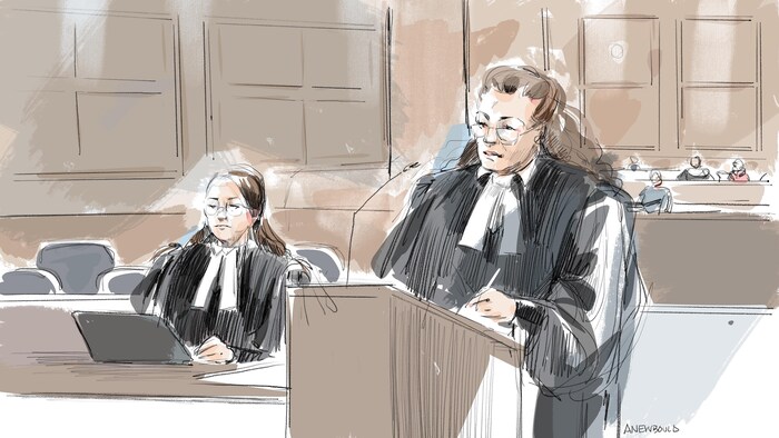 Une illustration judiciaire du procès.