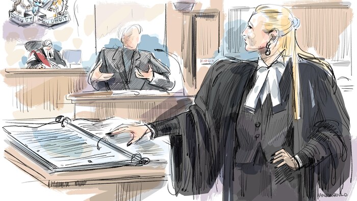 Illustration judiciaire du procès.