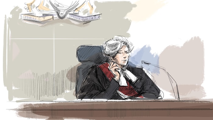 Une illustration judiciaire du procès.