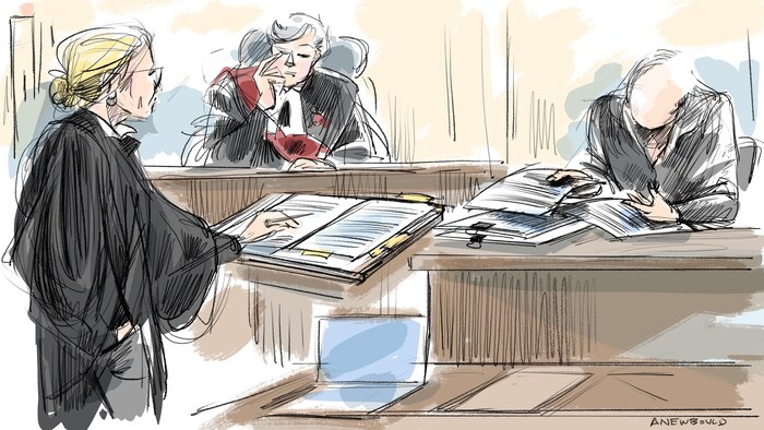 Illustration judiciaire du procès.