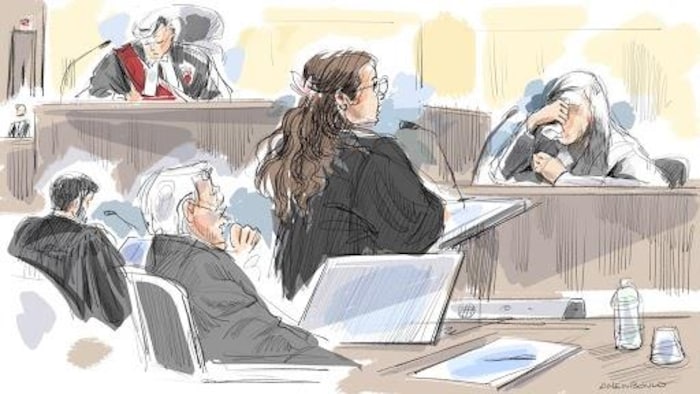 Illustration judiciaire du procès.