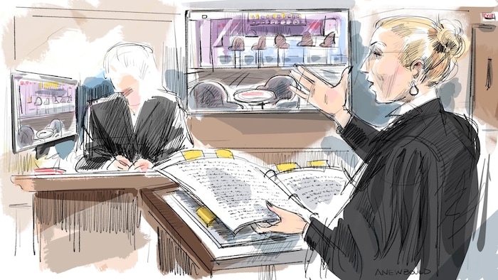 Une illustration judiciaire du procès.