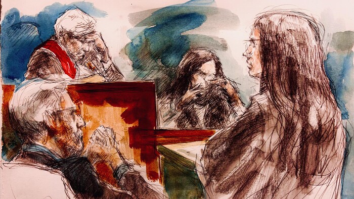 Illustration judiciaire du procès.