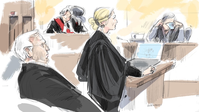 Une illustration judiciaire du procès.