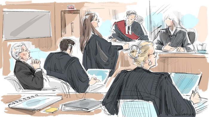 Une illustration judiciaire du procès.