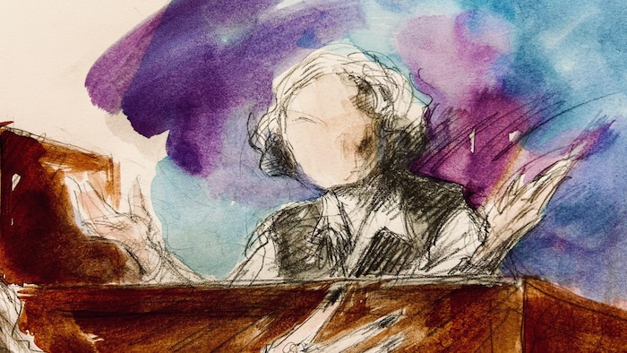 Illustration judiciaire du procès.