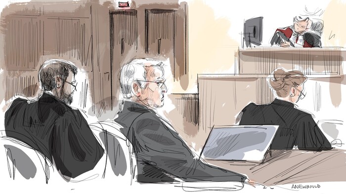 Illustration judiciaire du procès.