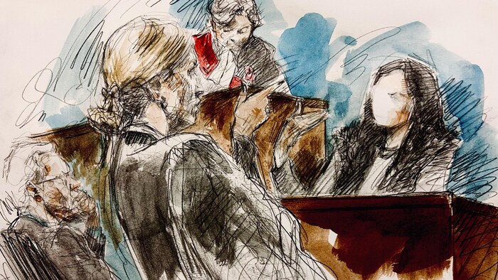 Illustration judiciaire du procès.