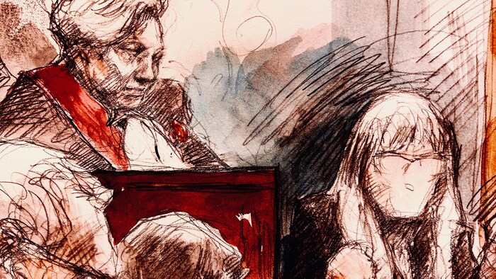 Illustration judiciaire du procès.