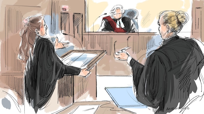 Illustration judicaire du procès.