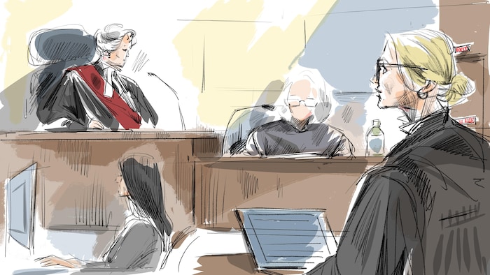 Illustration judiciaire du procès.