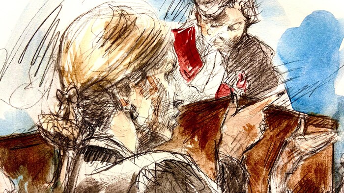 Illustration judiciaire du procès.