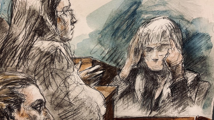 Illustration judiciaire du procès.