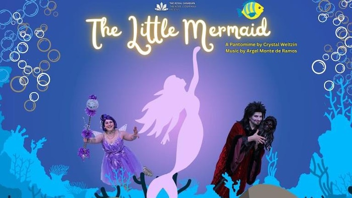 Une affiche pour le spectacle de La petite sirène avec deux personnages en costumes.