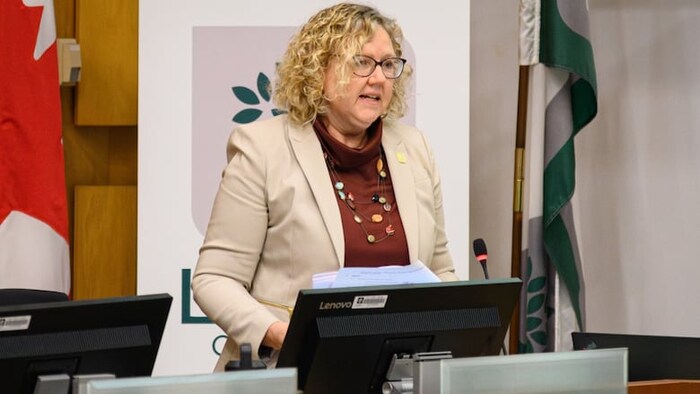 Susan Stevenson debout derrière un bureau
