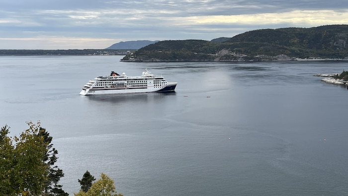 Un navire de croisière dans la baie de Tadoussac. 