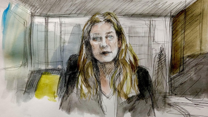 Une illustration de la procureure de la Couronne, Jill Witkin, à son bureau.