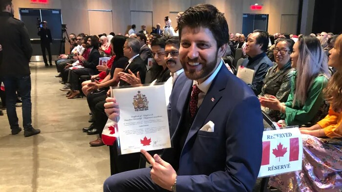 Tareq Hadhad at his citizenship ceremony on Jan. 15, 2020. He's already voted in the federal election, an experience he says was one of the most significant of his life