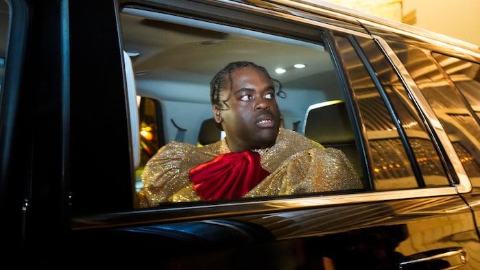 Tedy dans une voiture avec la vitre baissée.