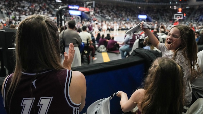 Les partisans du Toronto Tempo encouragent leur équipe lors de son match contre les Washington Mystics, en première mi-temps d'un match de basketball de la WNBA à Toronto, le vendredi 8 mai 2026.