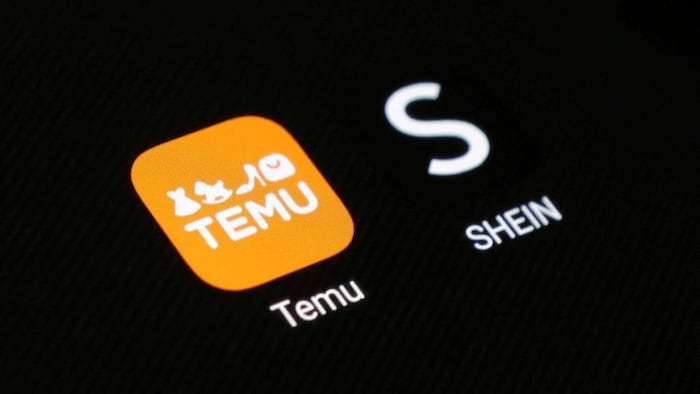 Les logos des marques Temu et Shein.