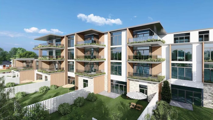 Rendu architectural des copropriétés au terrain de golf Roseland.