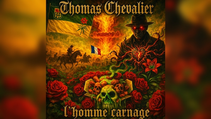 La couverture de l'album « L'homme carnage » de l'auteur-compositeur-interprète fransaskois Thomas Chevalier.