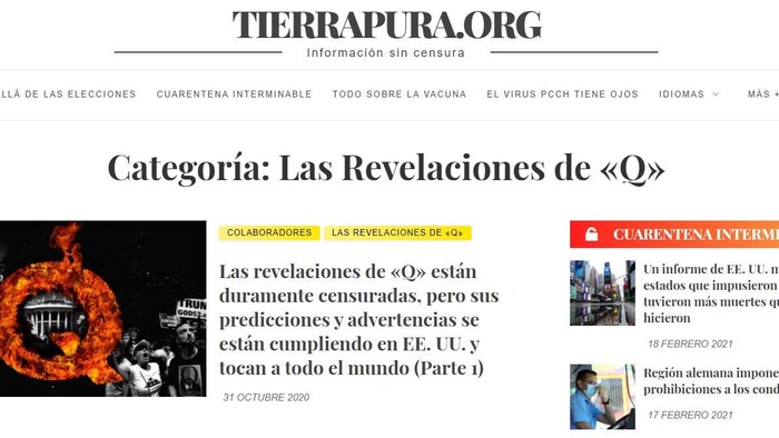 Capture d'écran du site web tierrapura.org.