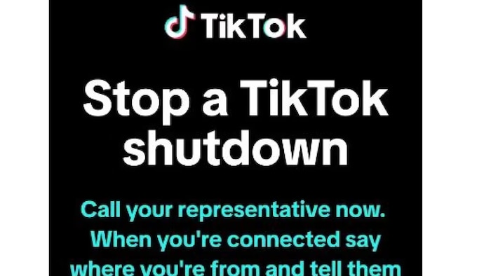 TikTok向其美国用户发送的信息。