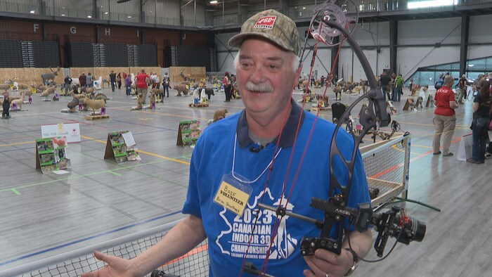 The president of the Calgary arc club, Brian Struthers, during the 3D arc championship in 2023 at the Sevenchief Sportsplex located in Tsuut'ina Nation on March 25 and 26, 2023.During the 3D Archery championship in the 2023 room at Sevenchief Sportsplex located in Tsuut'ina Nation, March 25 and 26 2023.