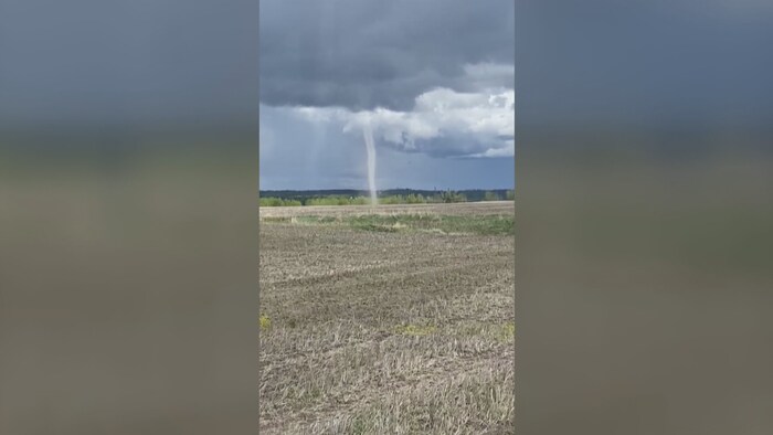Une capture d'écran d'une vidéo d'une tornade.