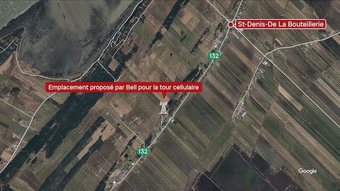 Carte géographique avec emplacement de la tour.