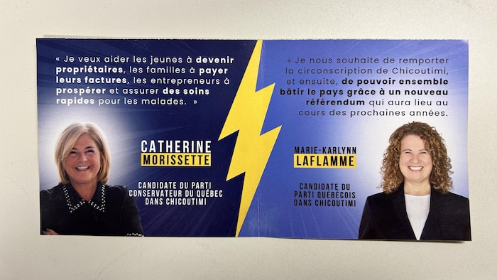 Un tract politique avec des photos de candidates.