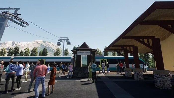 Dessin de la nouvelle entrée de la ville qui serait centrée sur la gare.