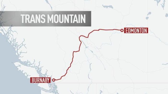 Carte montrant le tracé entre Edmonton et Burnaby.