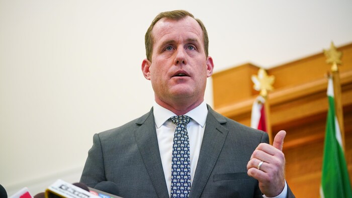 Le porte-parole du Nouveau Parti démocratique de la Saskatchewan (NPD) en matière de finances, Trent Wotherspoon, le 28 novembre 2024.