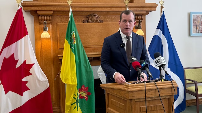 Le porte-parole du Nouveau parti démocratique (NPD) de la Saskatchewan en matière d'agriculture, Trent Wotherspoon, le 10 mars 2026.