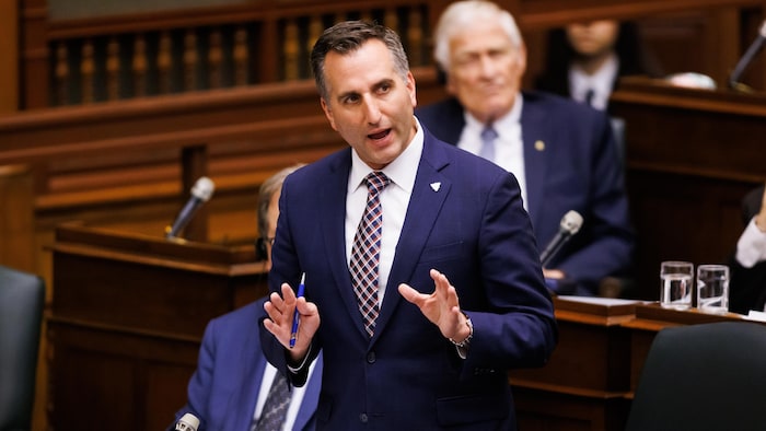 Le député provincial progressiste-conservateur Trevor Jones assiste à la période de questions à Queen's Park, à Toronto, le mardi 13 mai 2025.