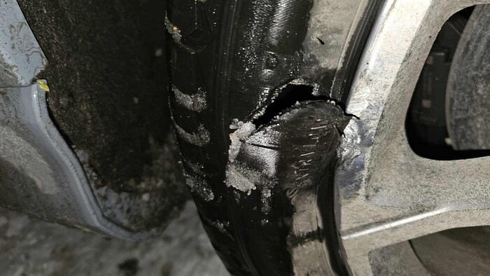 Punctured tire.