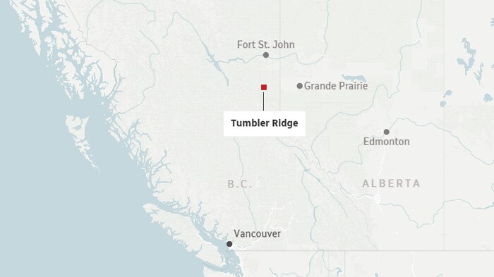 Une carte qui situe Tumbler Ridge.
