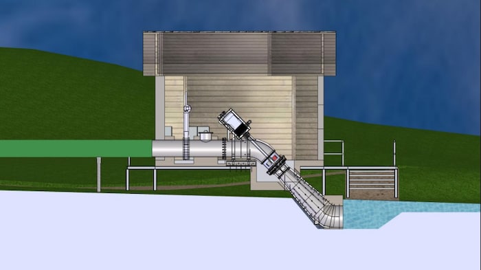Une illustration en coupe présente l'intérieur de la centrale.