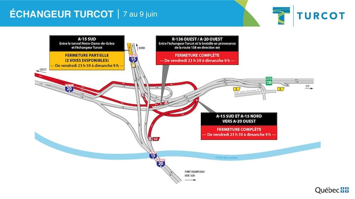 Turcot Interchange Map D'autres tronçons de l'échangeur Turcot fermés cette fin de semaine ...