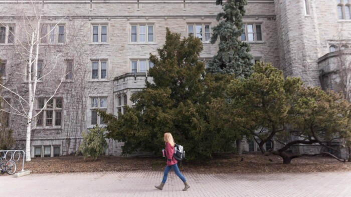 étudiants du campus universitaire marchant